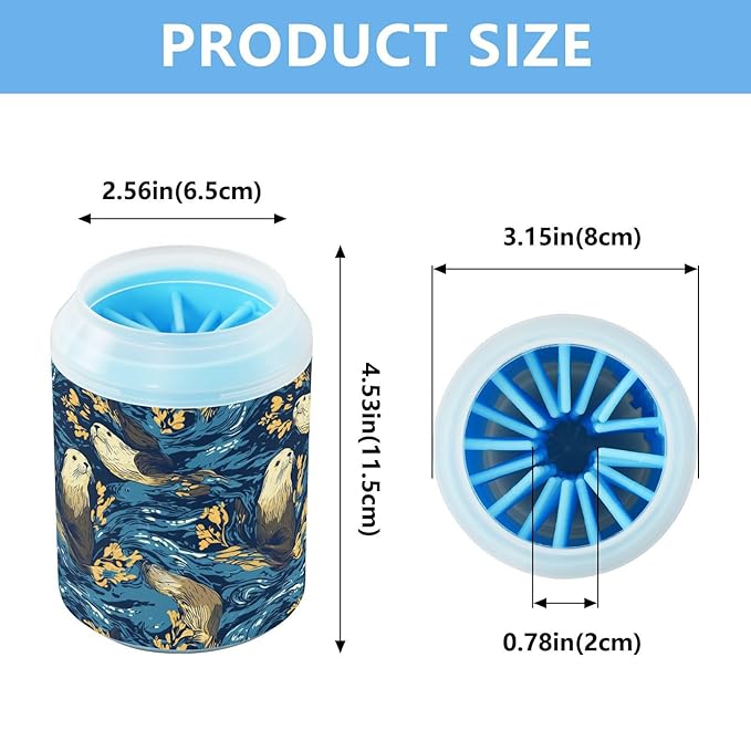 Dog Paw Cleaner Cups for Dogs Pets Foot Washer Paw Scrubber for Medium Small Cats Dogs Cleaning Cup Blue California Sea Lion