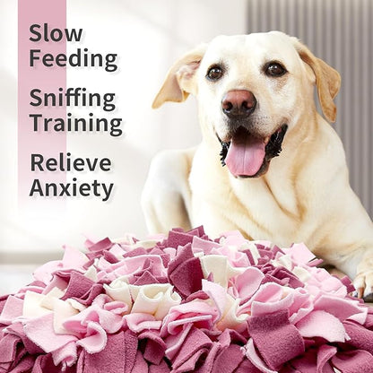 LIVEKEY Pet Snuffle Mat for Dogs, Dog Feeding Mat, Nosework Training Mats for Foraging Instinct Interactive Puzzle Toys (Red&Pink&White)