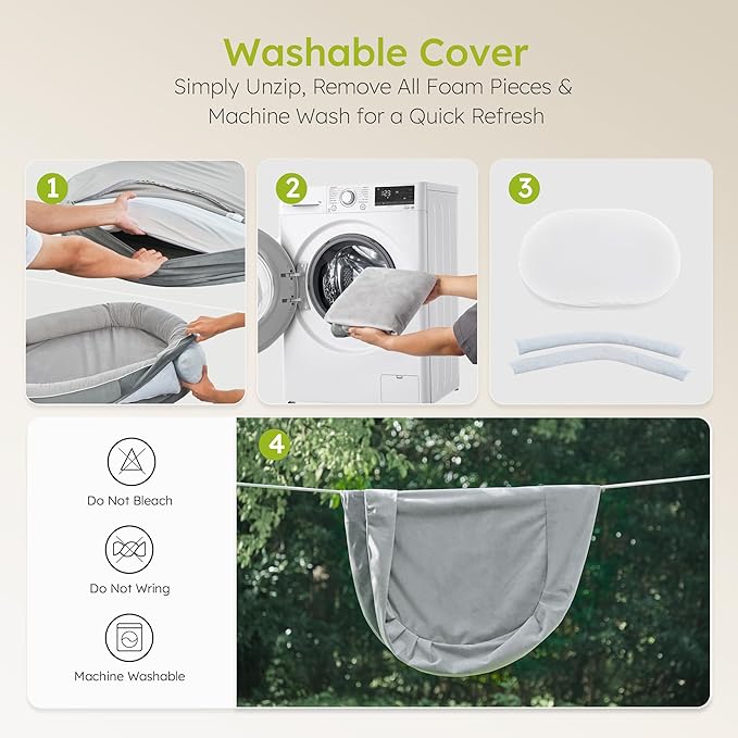 XL Orthopedic Dog Bed, Extra Large Dog Bed, Dog Sofa for Large Sized Dogs with Full-Surround Bolsters, Dual-Sided Dog Cooling Bed with Memory Foam, Washable Sofa with Nonslip Bottom, Light Grey