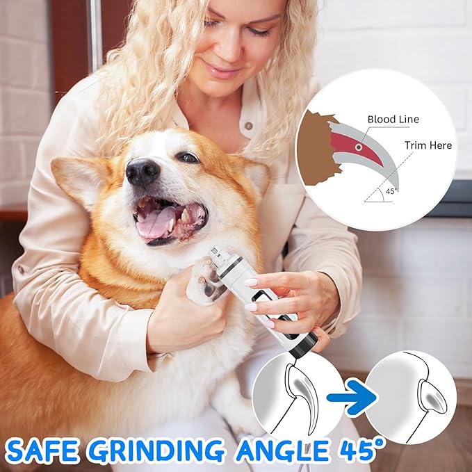 2025 Upgraded Silent Groom Pro Nail Grinder,2-Speed Dog Nail Trimmer with 2 Replacement Grinding Heads,Pet Paws Grooming Smoothing Tool for Cats and Dogs