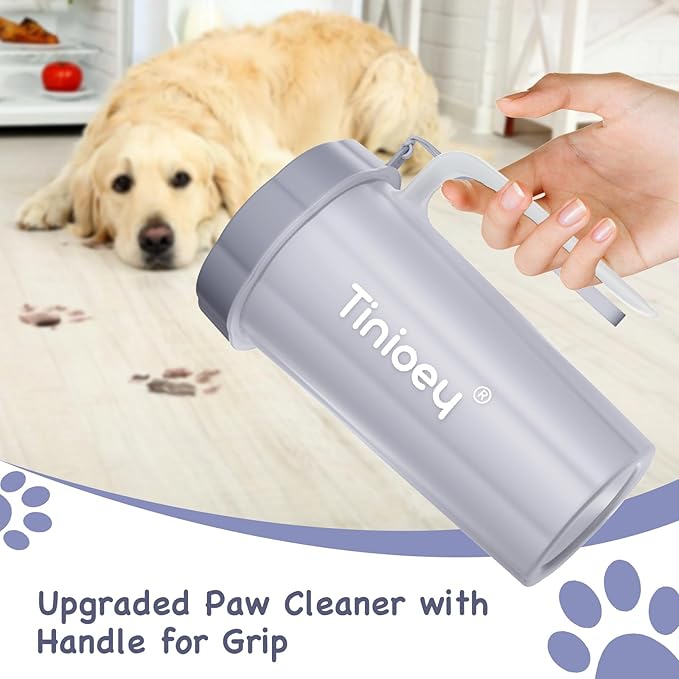 Paw Cleaner with Handle for Large Dogs - Effectively Cleans Muddy Paws and Feet for Dogs & Pets (Gray)