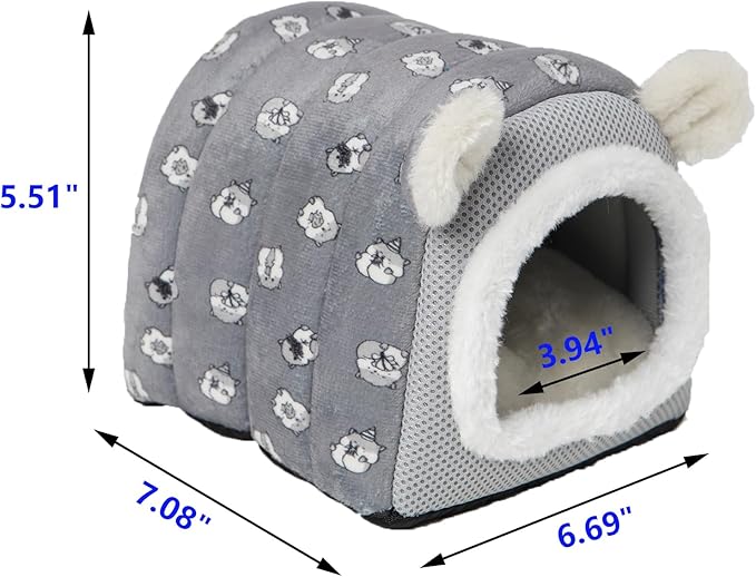 YUANST Hedgehog Bed Cave Hideout Hedgehog House Hedgehog Accessories, Hamster Small Animals Cage Supplies Warm House (Grey)