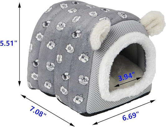 YUANST Hedgehog Bed Cave Hideout Hedgehog House Hedgehog Accessories, Hamster Small Animals Cage Supplies Warm House (Grey)