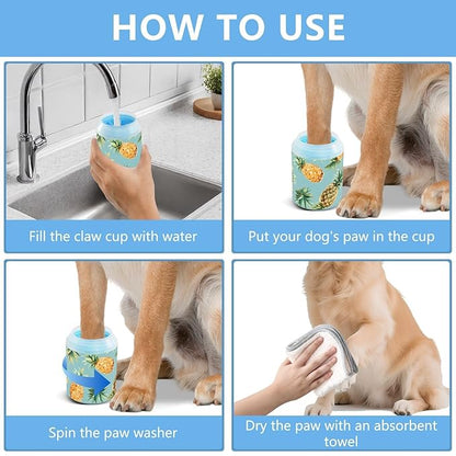 Muddy Dog Paw Cleaner Cup Pineapple Pattern Print for Washing Pet Foot 1 Pack