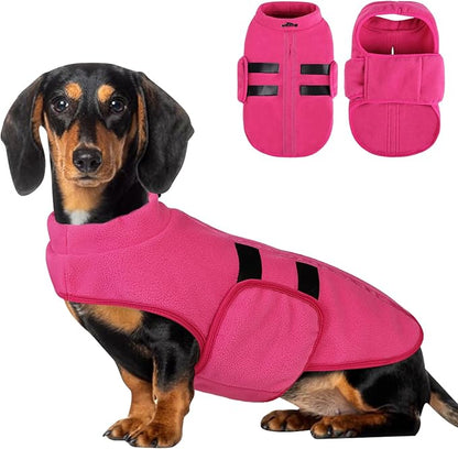 Dog Sweater,Adjustable Dog Sweaters for Small, Medium and Large Dogs Boys Girls, Dachshund Chihuahua Fleece Dogs Sweater(Pink,M)