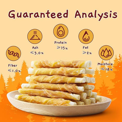 Jungle Calling Dog Treats, Chicken Wrapped Rawhide Sticks for Dogs, Grain-Free Natural Small Dogs Training Treats, Edible Pet Chew Snacks,10.6 oz (Pack of 2)
