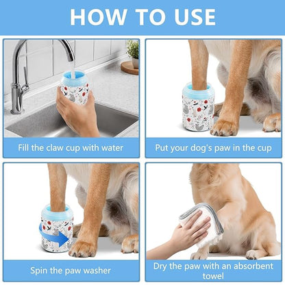 Dog Paw Cleaner Cups for Dogs Pets Foot Washer Paw Scrubber for Medium Small Cats Dogs Cleaning Cup Winter Bear Poppy and Hummingbird