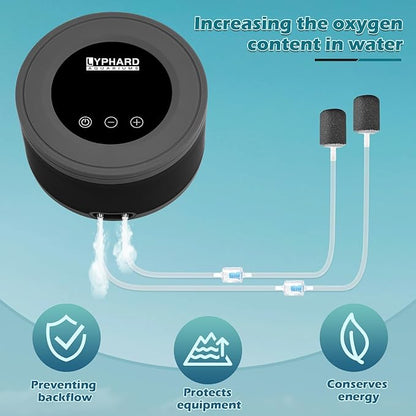 LYPHARD AQUARIUMS Aquarium Air Pump, Dual Outlets 8W Ultra Quiet Aerator for 30-1000 Gallon Fish Tank Bubbler Adjustable Air Flow with Accessories