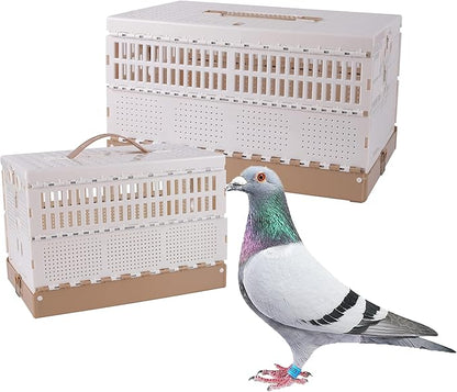 Plastic Foldable Pigeon Cage with Handle, Portable Bird Travel Carrier Cage Pigeon Cage Pairing Cage Pigeon Nest Box Easy to Clean for Training and Release Competition(M)(Three Doors)