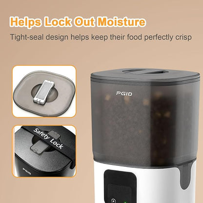 PGID Automatic Cat Feeder 6L,Timed Cat Feeders for Dry Food, 2.4G WiFi Pet Feeder with APP Control for Remote Feeding,Automatic Dog Food Dispenser with Alexa,1-10 Meals Per Day for Dog