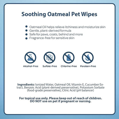 Best Pet Supplies Pet Grooming Wipes for Dogs & Cats,Deodorizer for Coats & Dry, Itchy, or Sensitive Skin, Clean Ears, Paws, Body, & Butt - Soothing Oatmeal, 400 Count