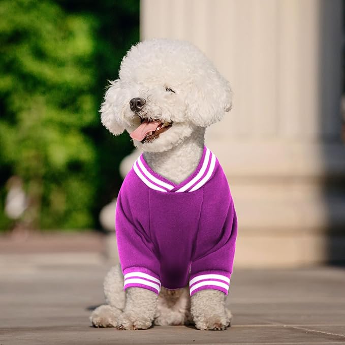 Dog Sweaters for Large Dogs, Brushed Fleece Dog Sweater Baseball Jacket Large Pet Sweater Clothes Soft Warm Boy Girl Pet(Purple-XL)