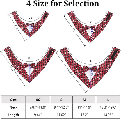 HDGDT Adjustable Red Plaid Christmas Dog Tuxedo Bandana with Bow Tie - Holiday Pet Outfit Costume for Dogs XS to XL