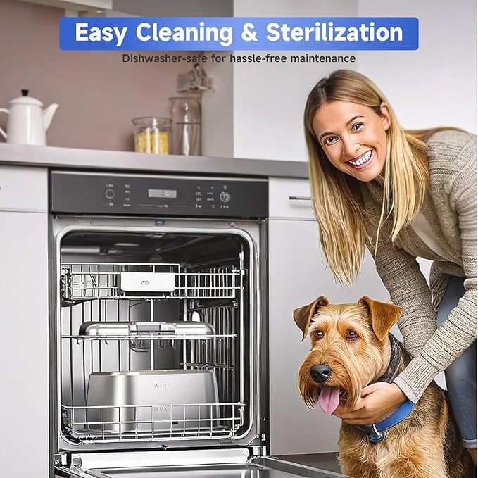 3 Gallon Dog Water Fountain for Large Dogs, 12L Stainless Steel Pet Water Fountain Inside, Automatic Dog Water Bowl Dispenser Dog Drinking Fountain with 2 Filters for Multiple Pets