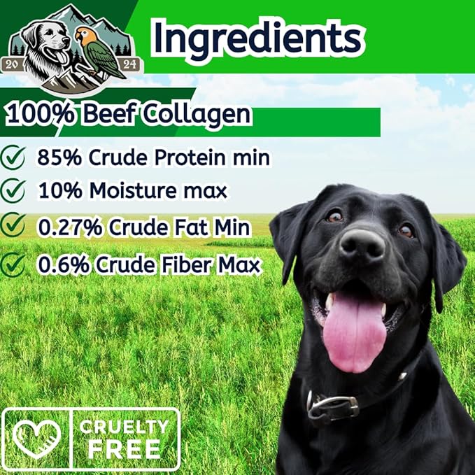 Exquisite Pets 12" Collagen Sticks (5)-Pack of 100% Beef Collagen Dental Sticks Long-Lasting Dog Chews are sourced from Brazilian Grass-Fed Free-Range, Cattle