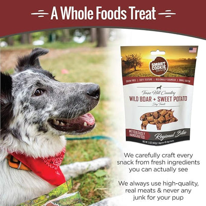 Smart Cookie All Natural Dog Treats - Wild Boar & Sweet Potato - Training Treats for Dogs with Allergies, Sensitive Stomachs - Soft Dog Treats, Chewy, Grain Free, Human-Grade, Made in USA - 5oz Bag