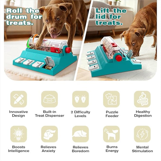 KADTC 2 Levels of Challenge,Extra Large Size,Paw-Activated Rolling Dog Puzzle Feeder Toy,U.S. Brand & Design,Treat Puzzles for Aggressive Chewers Dogs Mental Stimulation Food Slow Dispenser Toy