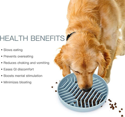 Slow Feeder Dog Bowls 2PCS, Puzzle Silicone Dog Feeding Bowls with Suction Cups, Anti-Choking, Non-Slip Design, Reduces Boredom, Anxiety, Ideal for Medium to Small Dogs & Cats - XAQMHSW