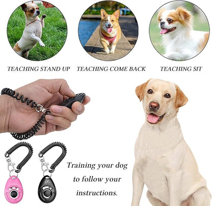STMK Dog Treat Pouch Dog Clicker Training Kit, Dog Training Treat Pouch Dog Clicker for Training, 3 Ways to Wear Easily Carries Treat Pouches for Pet Training (Pink)