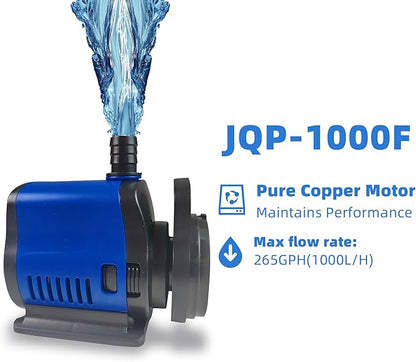 COOSPIDER Aquarium Filter Pond Filter for 35-75 Gallon, 260GPH Powerful Filtration Pond Pump, Submersible Canister Filters for Fish Turtle Tank, Cold Plunge, Clear Wavemaker Oxygen Supply