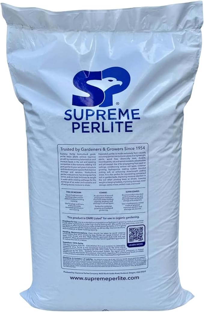Supreme Perlite 4 Pack Coarse Horticultural Perlite for Potting Soil, Seed Starting, Propagation, Organic Gardening & Soil Aeration, 4 Cu Ft Bag