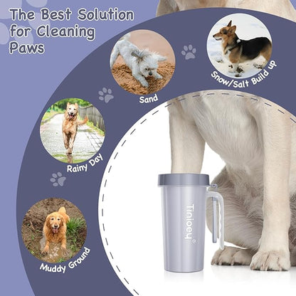 Paw Cleaner with Handle for Large Dogs - Effectively Cleans Muddy Paws and Feet for Dogs & Pets (Gray)