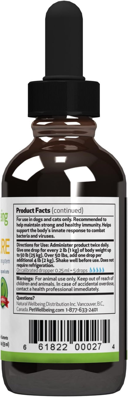 Pet Wellbeing Immune Sure for Dogs - Supports Normal Immune Defenses, Gut Flora Balance, Andrographis, Echinacea, Vitamin C, Zinc - Veterinarian-Formulated Herbal Supplement 2 oz (59 ml)