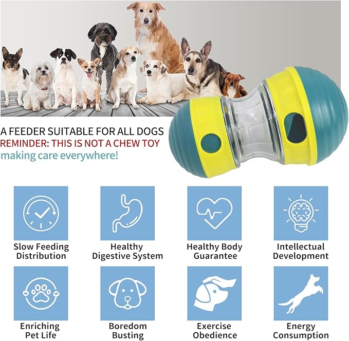Interactive Dog Toys to Keep Them Busy, Puppy Puzzle Adjustable Food Dispenser Slow Feeder, Enrichment Treat Dispensing Toy Ball for Large/Medium/Small Breed Dogs Pet Gift, Yellow