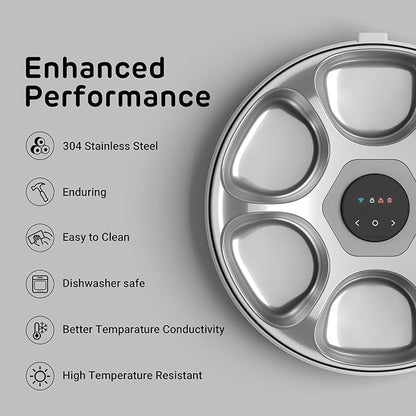 [Stainless Steel Tray Version] iPettie Donut Frost WiFi 6 Meal Automatic Wet Food Feeder with Ice Packs for Senior and Weak Pets, App Control Programmable Timer, Holds 6 x ½ lb. of Food, White