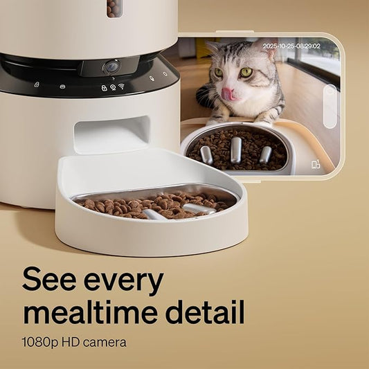 PETLIBRO Automatic Cat Feeder with Camera, Auto Pet Food Dispenser Slow Feeder Dog Bowl 1080P HD Video with Night Vision 5G WiFi Pet Feeder with 2-Way Audio, Stainless Steel Slow Food Tray