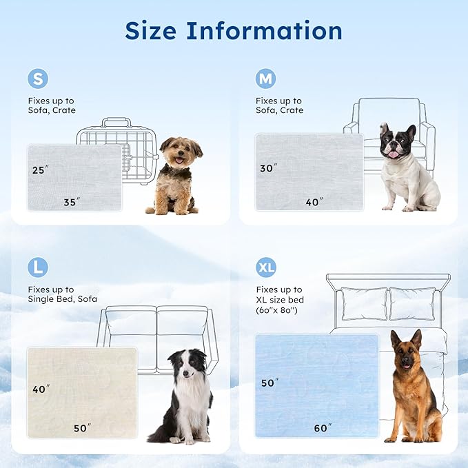 ZOMISIA Cooling Blanket for Small Dogs - High Cold Washable Cat Blanket, Travel Soft Pet Summer Essentials, Blue, 25"x35"