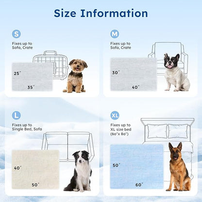 ZOMISIA Cooling Blanket for Small Dogs - High Cold Washable Cat Blanket, Travel Soft Pet Summer Essentials, Blue, 25"x35"