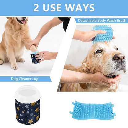 Dog Paw Cleaner Mudbuster Dog Foot Washer for Small Medium Large Dogs Cats Premium Pet Supplies Stars and Polka Dots Blue