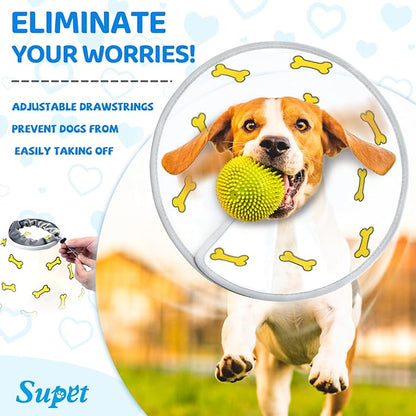 Supet Dog Cone Collar After Surgery to Stop Licking: Adjustable Recovery Elizabeth Collar Alternative for Large Medium Small Dogs, Plastic Pet Head Neck Cone (XS)