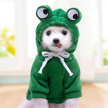 Warm Dog Winter Clothes Cute Fruit Dog Coat Hoodies Fleece Pet Dogs Costume Jacket for French Bulldog Chihuahua Ropa para Perro(Green,S)