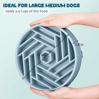 WHIPPY Slow Feeder Dog Bowl, Puzzle Maze Design to Slow Down Eating, 3-Cup Capacity, Anti-Gulping Food Bowl for Medium & Large Dogs,Blue