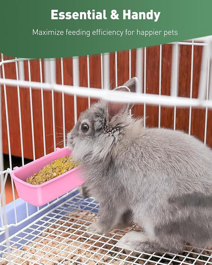 Pawfly 4 Pcs Cage Cups Hanging Plastic Bird Cage Feeders with Hooks 10 oz Rabbit Feeders for Cages Rabbit Food Bowls Waterers Bunny Cage Feeding Dishes for Small Pets Parrots Hamsters Guinea Pigs