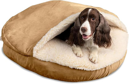 Snoozer Luxury Microsuede Cozy Cave Pet Bed, Large, Camel