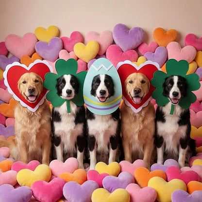 Valentine's Day St Patrick's Day Easter Dog Hat Set for Dogs Holiday Party Felt Headgear Accessories Costume Pets Party Collection Outfit Decorations(Large)