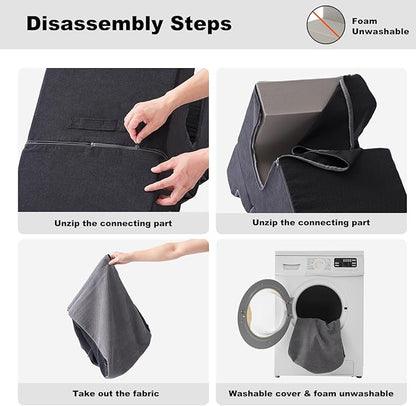 Dog Ramp for High Beds - 28.5" H 6 Steps Pet Stairs for Large Dogs with Tunnel 2 in 1 with Zippers Suitable, Indoor Cat Ladders with Non-Slip Bottom, Black