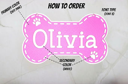 Personalized Dog Name Sign Custom Kennel Name Plate Puppy Name Sign Dog Bone Sign Personalized Crate Custom Pet Sign Dog House Sign Dog Tag (Large)