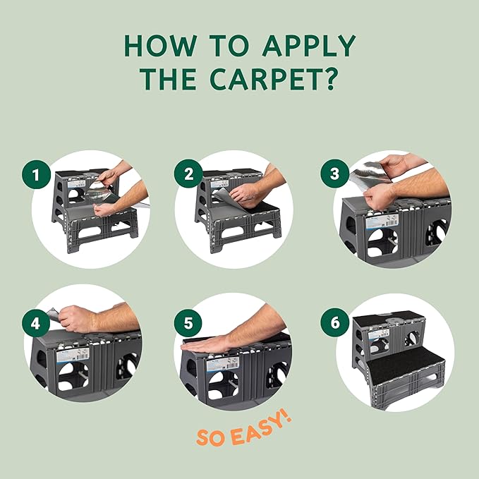 Bee Neat 2 Step Folding Dog Stairs & Ramp for Your Pet - Indoor Outdoor Foldable Pet Stairs for High Bed, Car, SUV – Collapsible Step Stool Ladder Supports 300lbs – New Carpeted Design