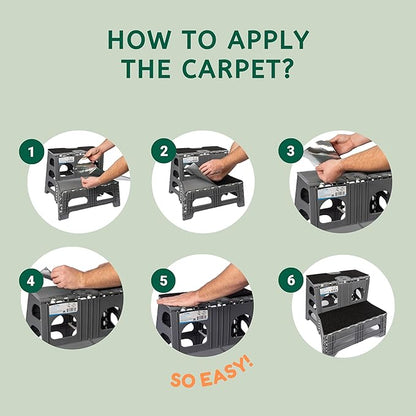 Bee Neat 2 Step Folding Dog Stairs & Ramp for Your Pet - Indoor Outdoor Foldable Pet Stairs for High Bed, Car, SUV – Collapsible Step Stool Ladder Supports 300lbs – New Carpeted Design