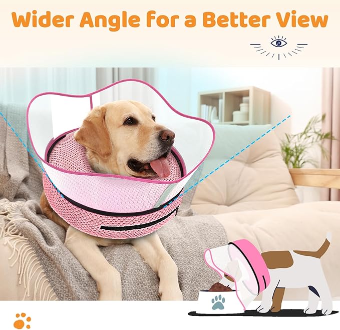 Supet Raised Inflatable Dog Cone Alternative Collars for After Surgery, Dog Donut Collar After Surgery, Soft Pet Cone for Small Medium Large Dogs to Stop Licking