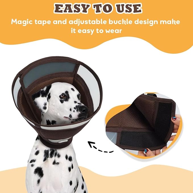 Soft Dog Cone for Dogs After Surgery,Foldable Dog's Cone Collar,Adjustable E Collar Alternative to Stop Licking,Pet Cones for Dog,Doggy Surgery Collar,Dogs Recovery Collars & Cones,Brown,XL