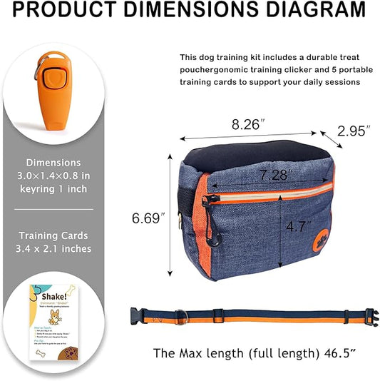 Dog Treat Pouches Bag for Training – Removable Liners, Large Opening Capacity Treat Bag with Clicker, Training Guide, Waist Strap Clip Treat Fanny Pack for Dog Training and Walking