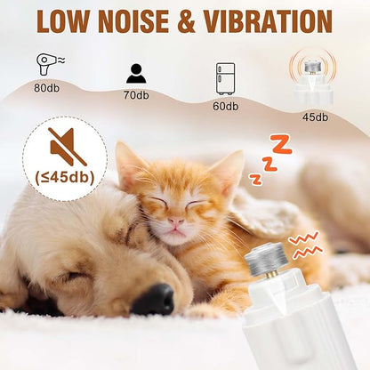2-in-1 Dog Nail Grinder & Dog Nail Clippers- Gentle Drill Trimmer with Led Light for Large Medium Small Dogs Cats Pets Claw(White)