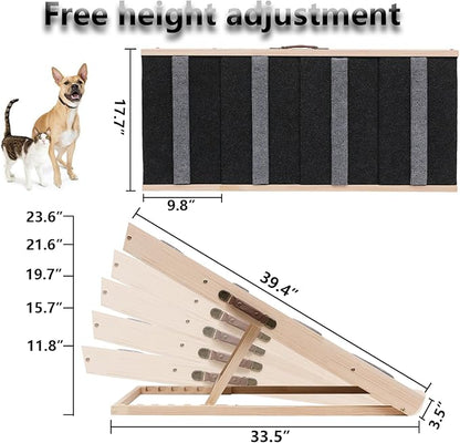 Upgrade 2-in-1 Pet Ramp Dog Stair,Folding Pet Stairs,Portable Dog Ramp for Small&Large Old Animals with Non-Slip Surface,Dog Ramp for Bed,Couch and Car,11.8" to 23.6" Height Adjustable(40×17.7)
