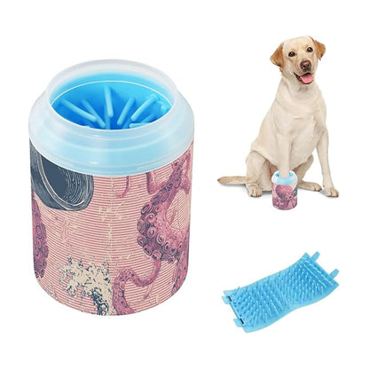 Dog Paw Cleaner Mudbuster Dog Foot Washer for Small Medium Large Dogs Cats Premium Pet Supplies Retro Octopus Telescope Pink