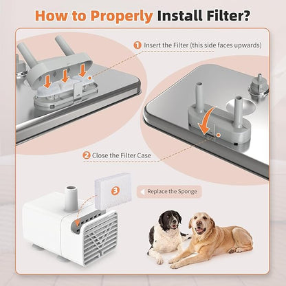 16 Pack Dog Fountain Filter Replacement for Zuqqony 12L/3.2Gal Stainless Steel Large Cat Water Fountain, DYSJ01 Dog Water Bowl Dispenser for Large Dogs or Multi-Pet Home